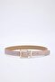 Dark Brown/Ecru Double Pack Croco and Plain Leather Look Square Buckle Women's Belt Twoaw24Ke00028 - 2