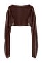 Brown Asymmetric Cut Unlined Chiffon Cape Party Woven Plus Size Blouse Tbbss26Af00313 - 3