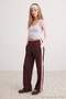 Kahverengi Wide Leg/Geniş Paça Yanları Şeritli Beli Lastikli Örme Eşofman Altı TWOAW27EA00008