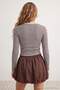 Kahverengi Çizgili Fitted Bisiklet Yaka Düğmeli Crop Yumuşak Örme Bluz TWOAW27BZ00172 - 3