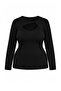Siyah Cut Out Detaylı Vücuda Oturan Yumuşak Tuşeli Esnek Örme Bluz TBBAW27AF00042