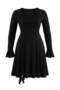 Siyah Kare Yaka Skater/Belden Açılan Kısa / Mini Örme Elbise TBBAW27AH00045