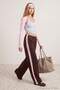 Kahverengi Wide Leg/Geniş Paça Yanları Şeritli Beli Lastikli Örme Eşofman Altı TWOAW27EA00008 - 2