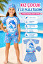 Girl's Dolphin Patterned 3-Piece Beach Set with Shorts and Swimsuit, Includes a Cap - 3