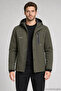 Men's Khaki Hooded Fur-Lined Water and Wind-Resistant Outdoor Softshell Coat - 3