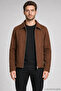 Men's Brown Classic Collar Lined Cashmere Jacket - 3