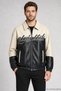 Men's Black Double Color Oversize Faux Leather Jacket with Fur Inside - 4