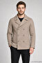 Men's Cream Double-Breasted Collar Wind-Resistant Quilted Winter Cashmere Jacket - 2