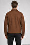 Men's Brown Classic Collar Lined Cashmere Jacket - 5