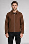 Men's Brown Classic Collar Lined Cashmere Jacket - 4