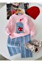Squeeze the Day Printed Striped Pants Girls' 2-Piece Set - Pink