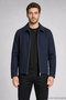 Men's Navy Blue Classic Collar Lined Cashmere Jacket - 3