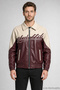 Men's Burgundy Double Color Oversize Faux Leather Jacket with Fur Inside