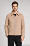 Men's Beige Classic Collar Lined Cashmere Jacket