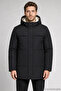 Men's Removable Hood Water and Windproof Hooded Fur Winter Black Coat & Jacket & Parka