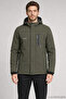 Men's Khaki Hooded Fur-Lined Water and Wind-Resistant Outdoor Softshell Coat - 2