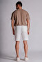 Men's Side Pocket , Pocketed Waist, Textured Textured Relaxed Fit Jogger Pants Shorts, Ecru - 7