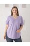 Tek (Don'T Give Any Reputation to Other S Shooters) Women's V-Neck Plus Size T-Shirt with Slit and Stitched Hem on the Skirt Part