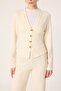 Gold Buttoned V-Neck Tricot Cardigan - 3