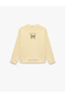 Long Sleeve Bowknot Printed Three-Thread Ribbed Crew Neck Sweatshirt - 3