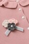 Floral Appliqué Ruffle Collar Knitwear Baby Set - 2