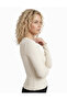 Waffle Texture Long Sleeve Cream Blouse - 2