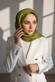 100% twill silk scarf, 90x90 cm, mold green, solid pattern, extra full, exclusive series, hand-sewn women's scarf. - 5