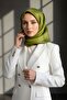 100% twill silk scarf, 90x90 cm, mold green, solid pattern, extra full, exclusive series, hand-sewn women's scarf. - 4