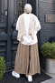 Women's Cupra Modal Elastic Waist Adjustable Lace-Up Trousers-Skirt 1219 Beige - Premium Series - 6