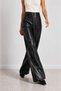 Black Belted Faux Leather Wide Leg Trousers with Pocket Detail - 6