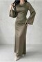 Back Drawstring Hijab Evening Dress - 4