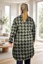 Geometric Patterned Broch Detailed Long Sleeve Shal Collar Large Size Knitting Cardigan - 5