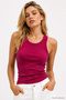 Women's Fuchsia Camisole Zero Sleeve Crew Neck Cotton Undershirt