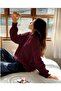 Burgundy Oversized Crew Neck Women's Knitwear Sweater - 8