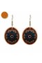 Red Navy Blue Ottoman Copper Earrings, Hand Embroidered Adjustable Model