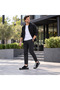 Kb-007 Black Gray Men's Shoes - Single Velcro Strap, Laceless, Black High-Sole Comfortable Casual Sneaker - 7