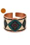Yellow black motif chunky copper ring, adjustable