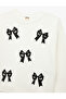 Crew Neck Bow Detail Long Sleeve Fleece-Lined Sweatshirt - 4
