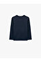 Dinosaur Embroidery Long Sleeve Crew Neck Cotton T-Shirt - 4