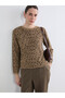 Rmz Gi̇yi̇m Farkiyla Zero Roba Collar Leopard Embroidered Women's Knitwear Sweater - 2