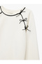 Bow-Tie Long Sleeve Crew Neck Embroidered Sweatshirt - 5