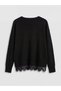 Alita City Farkıyla Lcw Studio Black Oval Neck Lace Detailed Women's Knitwear Sweater - 6
