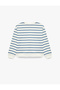 Long Sleeve Crew Neck Printed Striped School Sweatshirt - 5