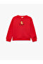 Teddy Bear Printed Hooded Crew Neck Long Sleeve Sweatshirt - 2