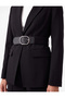 Belted Wide Collar Long Sleeve Blazer Jacket - 5