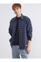 Xside Navy Blue Regular Fit Plaid Men's Shirt
