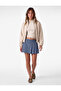 High Waist Buttoned Regular Fit Viscose Blend Pleated Mini Shorts Skirt