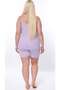 Women's Lilac Plus Size Athlete Shorts Set - Soft Ribbed High Waist Shorts Set - 2