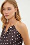 Polka Dot Satin Blouse with Neck Accessory - 6