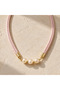 Kutcha Powder Pink Braided Cord Pearl Detailed Gold Women's Necklace - 2